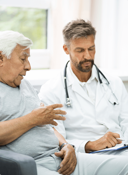 Physician consulting with patient about enlarged prostate treatment in Irvine, CA